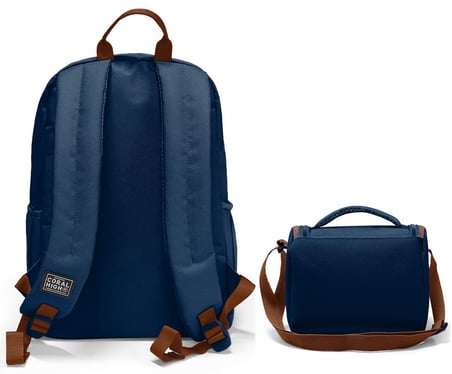 Coral High Lacivert Kahverengi Desenli (Erkek Çocuk) Okul Sırt ve Beslenme Çantası Seti - SETYGN33236B