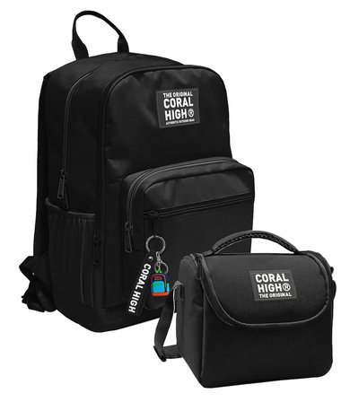 Coral High Siyah Gri (Erkek Çocuk) Okul Sırt ve Beslenme Çantası Seti - SETYGN33240B