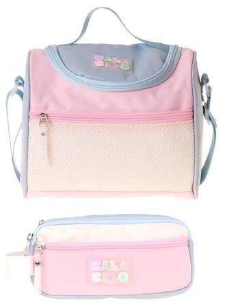 CalaCilo Cloudy Pembe Mavi Renkli Kız Çocuk Pembe - Mavi Renk Beslenme Çantası ve Kalemlik Seti - SETCC-C4087
