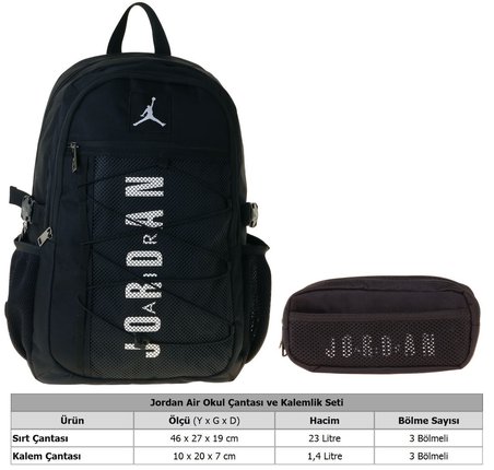 Jordan Air New York Black Siyah İkili Sırt Çantası ve Kalemlik Seti - Erkek Çocuk - SETJA-Q3162C
