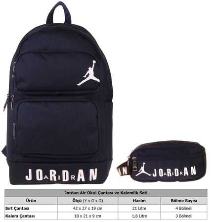 Jordan Air Cleveland Navy Blue Lacivert İkili Sırt Çantası ve Kalemlik Seti - Erkek Çocuk - SETJA-Q3172C