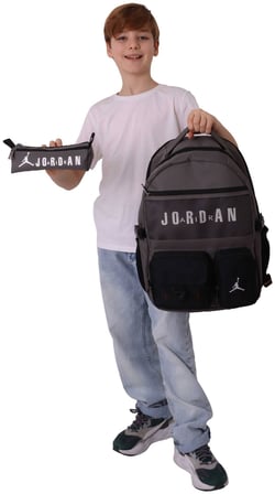Jordan Air Brooklyn Grey Gri İkili Sırt Çantası ve Kalemlik Seti - Erkek Çocuk - SETJA-Q3182C