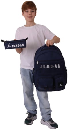 Jordan Air Brooklyn Navy Blue Lacivert İkili Sırt Çantası ve Kalemlik Seti - Erkek Çocuk - SETJA-Q3184C