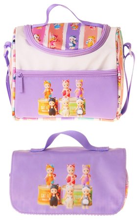 Kaukko Kids Kız Çocuk Cat Life Baskılı Mor - Krem Thermo Beslenme Çantası ve Kalemlik Seti - SETKK-L5314