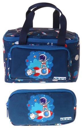 Kaukko Kids Erkek Çocuk Astronot Baskılı Lacivert Thermo Beslenme Çantası ve Kalemlik Seti - SETKK-L5365