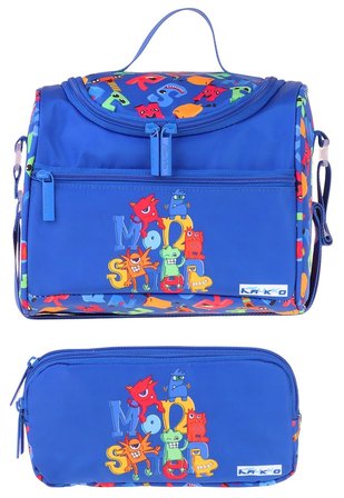 Kaukko Kids Erkek Çocuk Moster Baskılı Mavi Thermo Beslenme Çantası ve Kalemlik Seti - SETKK-L5405
