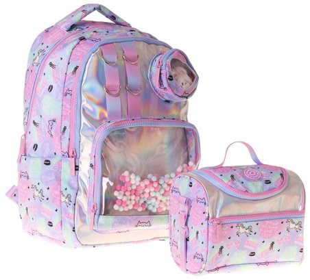 Kaukko Kids Dream Kız Çocuk Çok Renkli İlkokul Sırt Çantası ve Beslenme Çanta Seti - SETKK-L5343B