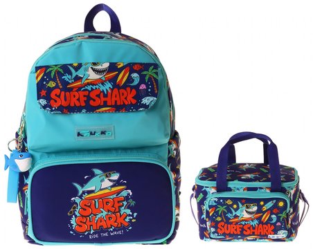 Kaukko Kids Surf Erkek Çocuk Yeşil - Lacivert İlkokul Sırt Çantası ve Beslenme Çanta Seti - SETKK-L5354B
