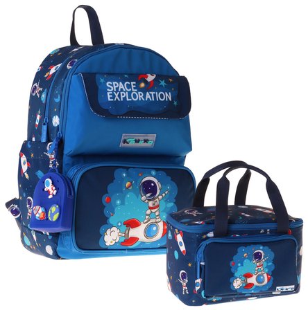 Kaukko Kids Space Erkek Çocuk Lacivert İlkokul Sırt Çantası ve Beslenme Çanta Seti - SETKK-L5364B