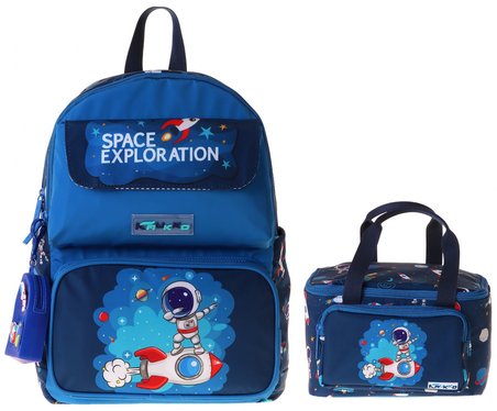 Kaukko Kids Space Erkek Çocuk Lacivert İlkokul Sırt Çantası ve Beslenme Çanta Seti - SETKK-L5364B