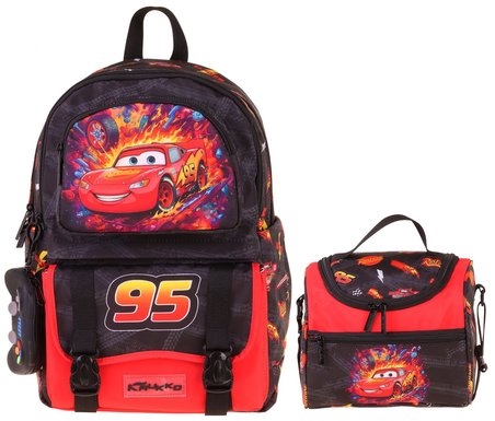 Kaukko Kids Rust Eze Erkek Çocuk Kırmızı - Siyah İlkokul Sırt Çantası ve Beslenme Çanta Seti - SETKK-L5399B