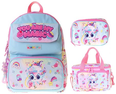 Kaukko Kids Magic(Pembe Renk) Kız Çocuk Üçlü İlkokul Okul Çantası Seti/Takımı - SETKK-L5283D