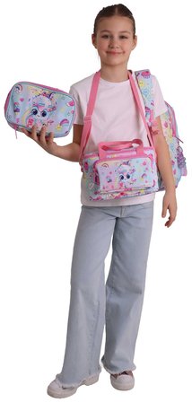 Kaukko Kids Magic(Pembe Renk) Kız Çocuk Üçlü İlkokul Okul Çantası Seti/Takımı - SETKK-L5283D
