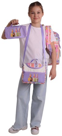 Kaukko Kids Cat Life(Mor - Krem Renk) Kız Çocuk Üçlü İlkokul Okul Çantası Seti/Takımı - SETKK-L5313A