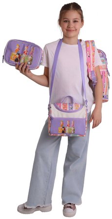 Kaukko Kids Cat Life(Mor - Krem Renk) Kız Çocuk Üçlü İlkokul Okul Çantası Seti/Takımı - SETKK-L5313D