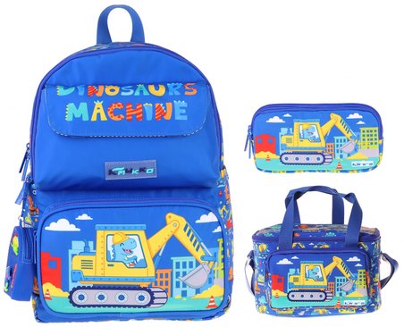Kaukko Kids Mechanic(Mavi - Sarı Renk) Erkek Çocuk Üçlü İlkokul Okul Çantası Seti/Takımı - SETKK-L5369A