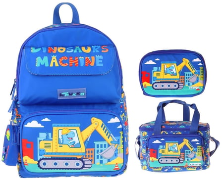 Kaukko Kids Mechanic(Mavi - Sarı Renk) Erkek Çocuk Üçlü İlkokul Okul Çantası Seti/Takımı - SETKK-L5369D