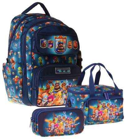 Kaukko Kids Boom(Lacivert Renk) Erkek Çocuk Üçlü İlkokul Okul Çantası Seti/Takımı - SETKK-L5419A