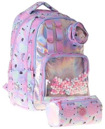 Kaukko Kids Dream Çok Renkli Kız Çocuk İlkokul Sırt Çantası ve Kalem Çantası Seti - SETKK-L5343C