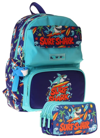 Kaukko Kids Surf Yeşil - Lacivert Erkek Çocuk İlkokul Sırt Çantası ve Kalem Çantası Seti - SETKK-L5354C