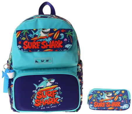 Kaukko Kids Surf Yeşil - Lacivert Erkek Çocuk İlkokul Sırt Çantası ve Kalem Çantası Seti - SETKK-L5354C