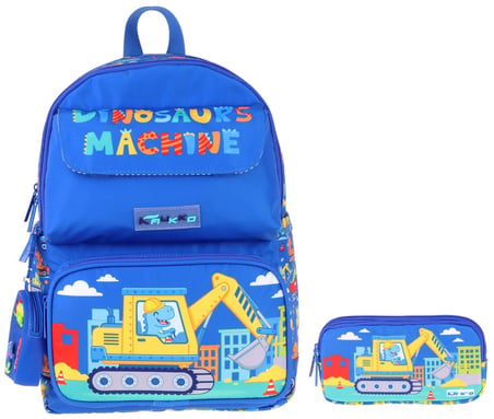 Kaukko Kids Mechanic Mavi - Sarı Erkek Çocuk İlkokul Sırt Çantası ve Kalem Çantası Seti - SETKK-L5369C