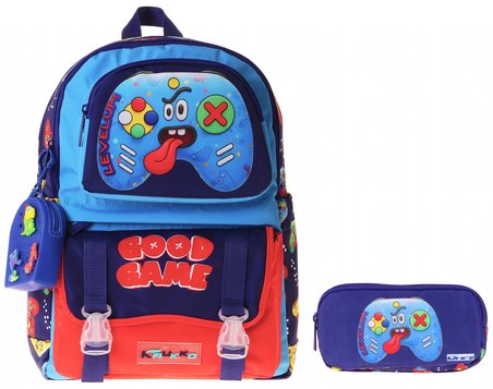 Kaukko Kids Good Game Lacivert - Kırmızı Erkek Çocuk İlkokul Sırt Çantası ve Kalem Çantası Seti - SETKK-L5389C