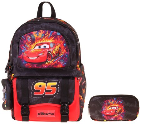 Kaukko Kids Rust Eze Kırmızı - Siyah Erkek Çocuk İlkokul Sırt Çantası ve Kalem Çantası Seti - SETKK-L5399C