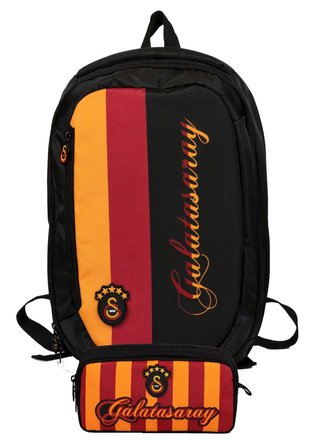 Galatasaray İkili Okul Çantası ve Kalemlik Seti Siyah - Kırmızı - Sarı (Galatasaray Baskılı) Erkek Çocuk - SETGS26500C