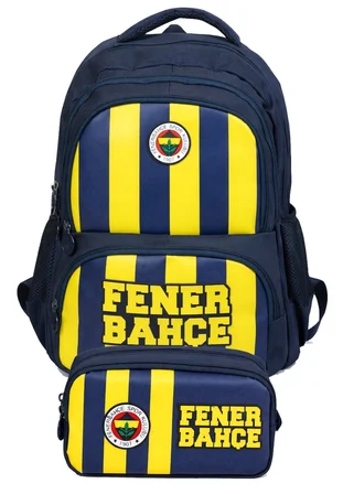 Fenerbahçe İkili Okul Çantası ve Kalemlik Seti Mavi - Sarı (Fenerbahçe Yazılı) Erkek Çocuk - SETFB70013C