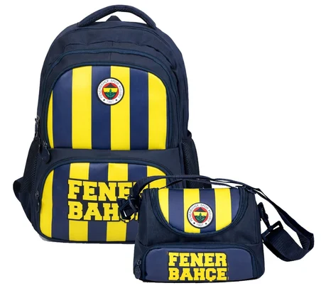 Fenerbahçe Erkek Çocuk İlkokul Çantası ve Beslenme Çantası Seti (Fenerbahçe Yazılı) Mavi - Sarı - SETFB70013B