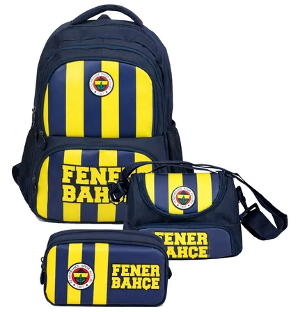 Fenerbahçe Erkek Çocuk Üçlü İlkokul Okul Çanta Seti - Fenerbahçe Yazılı (Mavi - Sarı) - SETFB70013A