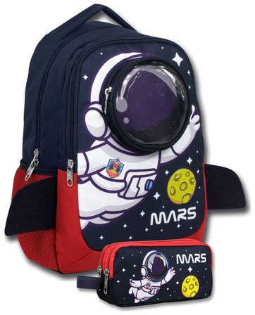 Ümit Çanta (Lacivert) Erkek Çocuk Astronot Baskılı İlkokul Çantası ve Kalemlik Seti - SETUMT6000C