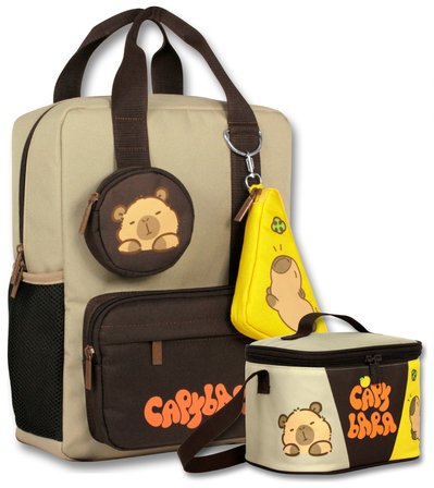 Capybara Erkek Çocuk Cüzdanlı Okul Çantası+Beslenme Çantası Seti - SETCPB6233B