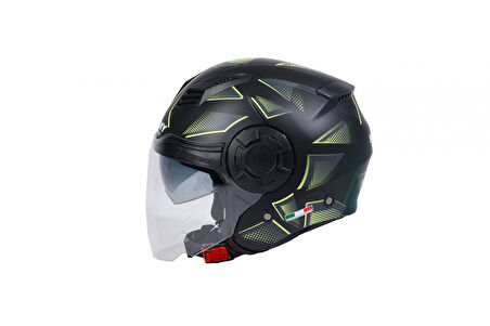 Sway Sw766 Yarım Yazlık Kask Cırcle Mat Black Yellow Güneş Vizörlü LARGE