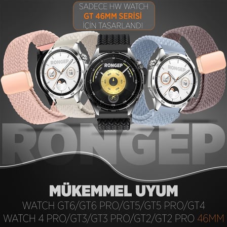 [Örgü Loop] Huawei ile Uyumlu 22mm Kordon GT6/GT6 Pro/GT Runner 2/GT5/5 Pro/GT4/GT3/3 Pro 46mm için Manyetik Toka GT6 Pro Kordon Terletmeyen Elastik Kumaşlı GT6 46mm Kordonu