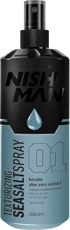 Nishman Sea Salt Sprey 200 ml – Mat Bitişli, Doğal Plaj Dalgası Etkisi, Aloe Vera &amp; Keratin İçerikli, Tüm Saç Tipleri İçin