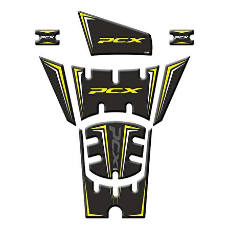 Gogo Tank Pad 004 8 Parça Honda Pcx 125 2025 Siyah Sarı
