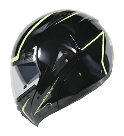 Monero Kask Çene Açılır Vizörlü Siyah Sarı Vrt Md-808 LARGE