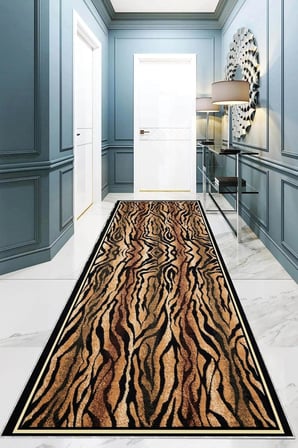 Pelangi Geometrik Karo Desenli Dijital Baskı Yıkanabilir Kaymaz Taban Modern Salon Halısı ve Yolluk, Gri 60 x 200, 95541172602007