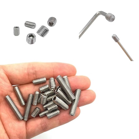 Setskur Civata M6x6 mm 20 Adet Vidalı Pim Paslanmaz Çelik İnox DIN 916 A2 Kalite Konik Uçlu içten Altıgen Vida
