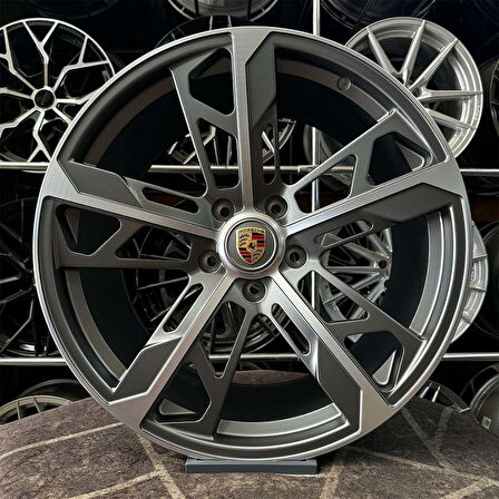 21 inç 5x130 PORSCHE MACAN ÖN 9.5 ARKA 11.5 OFSET Gun Metal Elmas Kesim Jant Modeli Porsche