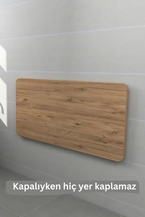 60x90 Cm Oval Köşeli Metal Ayaklı Duvara Monte Kırma Katlanır Masa
