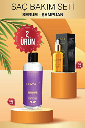 Cozyce Biotin & Collagen Tuzsuz Şampuan 500 ml Keratin Ve Arganlı Saç Bakım Serumu 30 ml