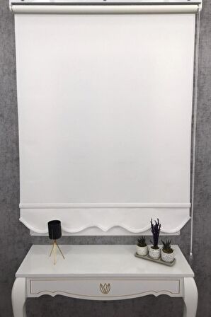 Düz Ekru Renk Güneşlik Etek Altlı Stor Perde