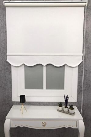 Düz Ekru Renk Güneşlik Etek Altlı Stor Perde