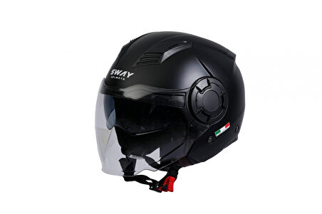 Sway Sw766 Yarım Yazlık Kask Solıd Mat Siyah Güneş Vizörlü X-LARGE
