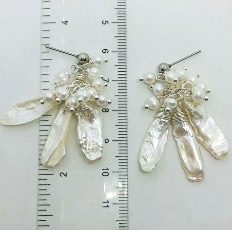 2455 Doğal Keshi İnci el yapımı küpe