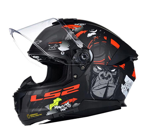 Ls2 Stream 2 Angry Monkey Kapalı Kask Mat Siyah-kırmızı LARGE
