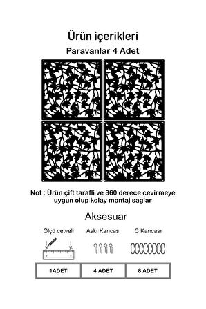 Akçaağaç Yaprakları Lazer Kesim Paravan, Ahşap Seperatör, Panel Levha Seti Ahşap Oda Bölücü Desen